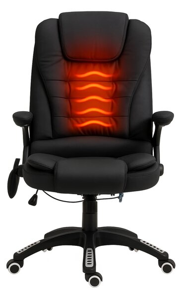 Scaun directorial cu Masaj si Incalzire, 8 puncte de masaj, Material Textil, Negru