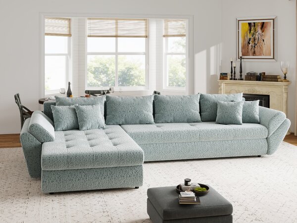Colțar extensibil dumonde cu ladă de depozitare Loana XL Jaguar Verde Mint 335x185 cm
