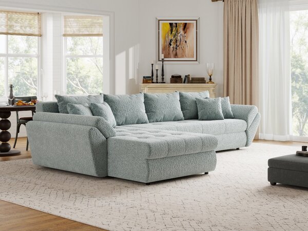 Colțar extensibil dumonde cu ladă de depozitare Loana XL Jaguar Verde Mint 335x185 cm