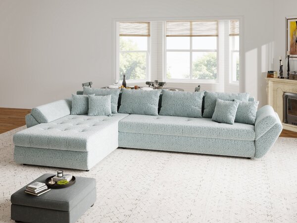 Colțar extensibil dumonde cu ladă de depozitare Loana XL Jaguar Verde Mint 335x185 cm