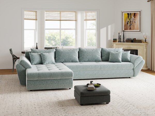 Colțar extensibil dumonde cu ladă de depozitare Loana XL Jaguar Verde Mint 335x185 cm