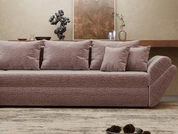 Colțar extensibil dumonde cu ladă de depozitare Loana XL Monolith Roz Pudrat 335x185 cm