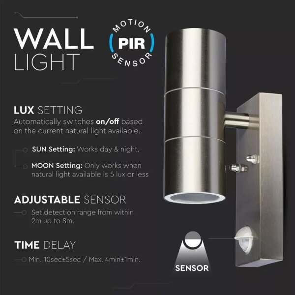 Aplica de perete exterior cu senzor 2xGU10/35W/230V IP44