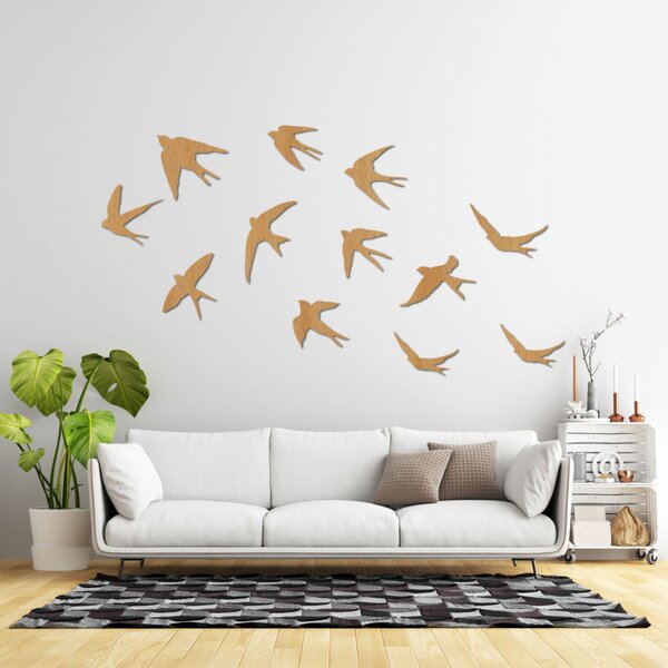Decorațiuni murale – rândunele, păsări zburătoare din lemn, artă inspirată din natură | HEJNO