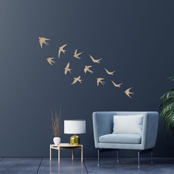 Decorațiuni murale – rândunele, păsări zburătoare din lemn, artă inspirată din natură | HEJNO