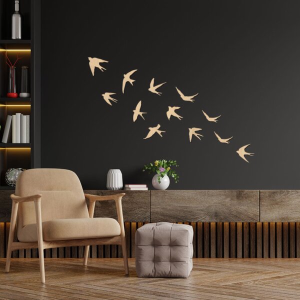 Decorațiuni murale – rândunele, păsări zburătoare din lemn, artă inspirată din natură | HEJNO