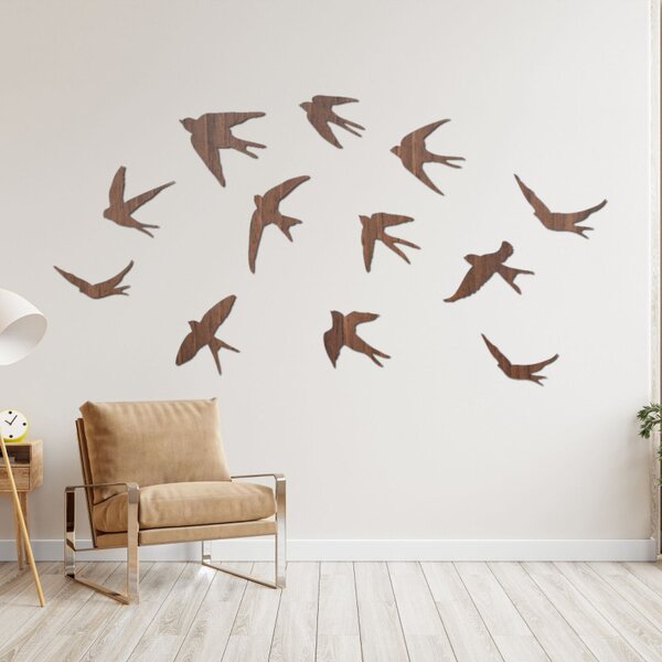 Decorațiuni murale – rândunele, păsări zburătoare din lemn, artă inspirată din natură | HEJNO