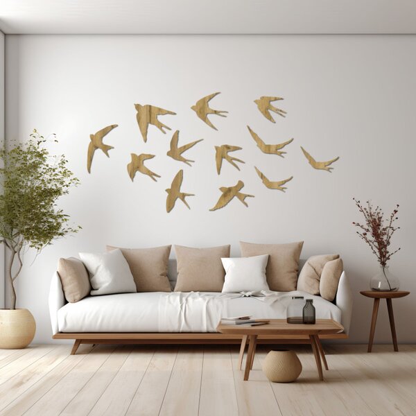 Decorațiuni murale – rândunele, păsări zburătoare din lemn, artă inspirată din natură | HEJNO