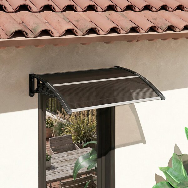 Outsunny Copertină Exterioară Impermeabilă și Anti-UV cu Placă Curbată, 75x120x23 cm, Maro și Negru | Aosom Romania