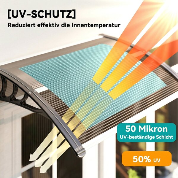 Outsunny Copertină Exterioară Impermeabilă și Anti-UV cu Placă Curbată, 75x120x23 cm, Maro și Negru | Aosom Romania