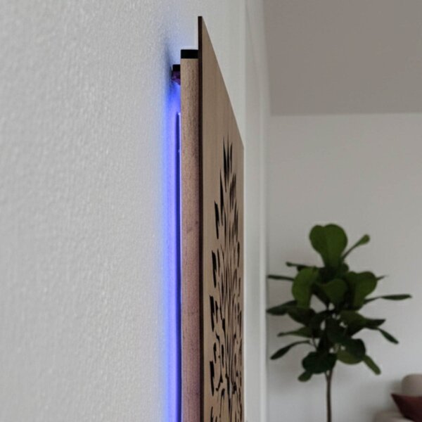 Tablou din lemn cu iluminare din spate „Arborele Vieții” decorațiune de perete cu LED | BAKE