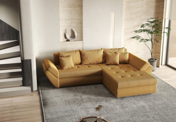 Colțar extensibil dumonde cu ladă de depozitare Loana Zoom Mustar II 270x185 cm
