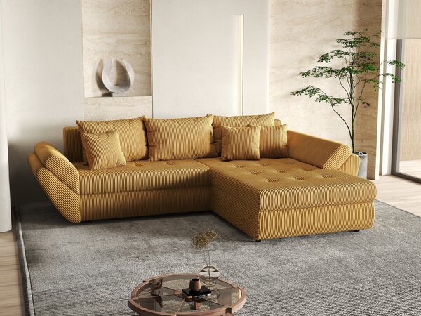 Colțar extensibil dumonde cu ladă de depozitare Loana Zoom Mustar II 270x185 cm