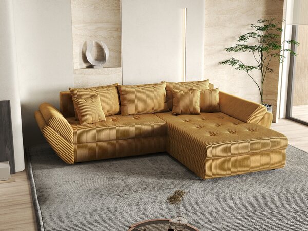 Colțar extensibil dumonde cu ladă de depozitare Loana Zoom Mustar II 270x185 cm