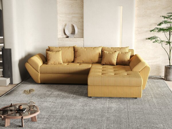 Colțar extensibil dumonde cu ladă de depozitare Loana Zoom Mustar II 270x185 cm