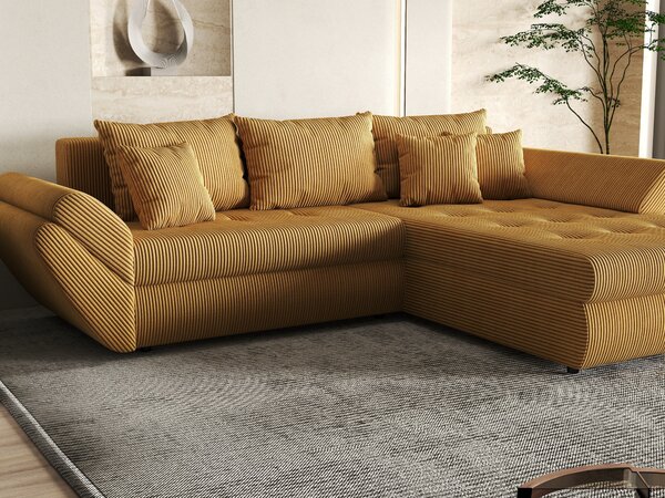 Colțar extensibil dumonde cu ladă de depozitare Loana Zoom Mustar II 270x185 cm