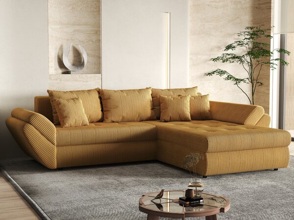 Colțar extensibil dumonde cu ladă de depozitare Loana Zoom Mustar II 270x185 cm
