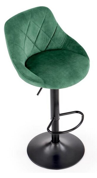 Scaun bar H101, verde/negru, stofa catifelata/metal, 47x45x106 cm