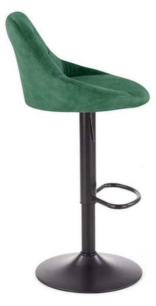 Scaun bar H101, verde/negru, stofa catifelata/metal, 47x45x106 cm