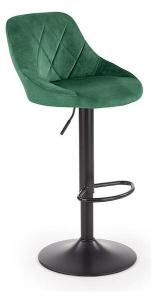 Scaun bar H101, verde/negru, stofa catifelata/metal, 47x45x106 cm