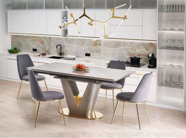Masa extensibila VALENTINO, gri/auriu, 160/220x90x76 cm