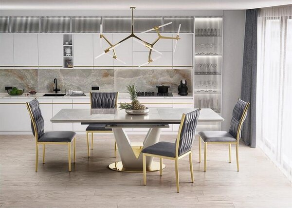 Masa extensibila VALENTINO, gri/auriu, 160/220x90x76 cm