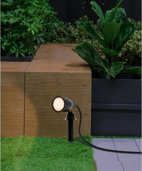 Eglo 31028 - Set 3x lampă de exterior LED RGBW NEMA-C 1xGU10/5W/230V IP44 neagră+telecomandă