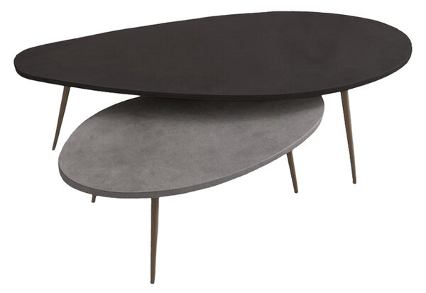 Set 2 Masute Cafea Monnart Finisaj Negru-Gri, Dim. 116x46x46 Cm