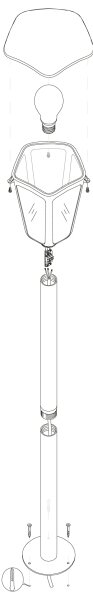 Eglo 98123 - Lampă exterior MONREALE 1xE27/60W/230V IP44 înălțime 995 negru