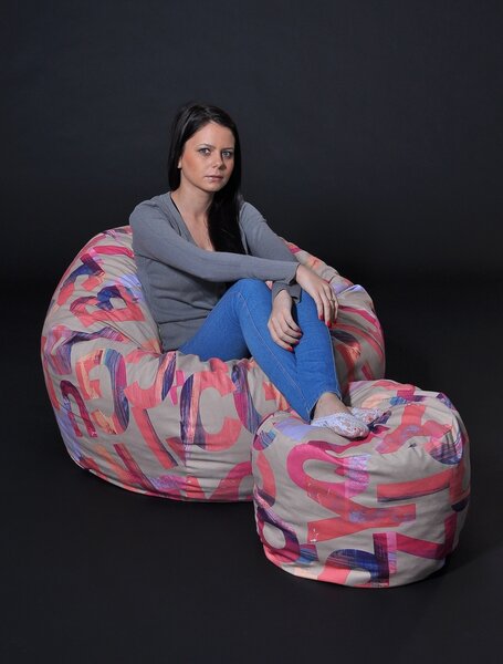 Set Fotoliu Matusalem cu Otoman (suport picioare), Material Textil - Crimson