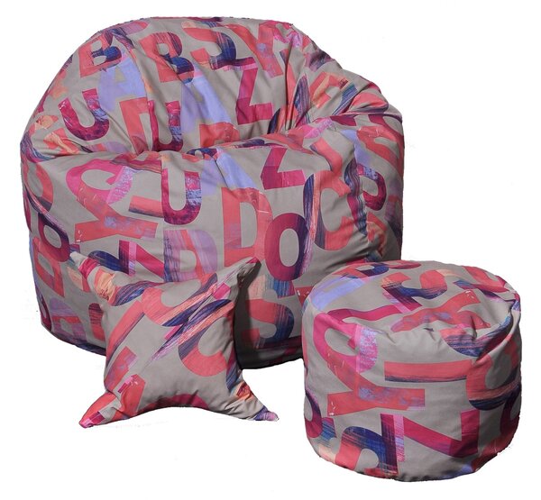 Set Fotoliu Matusalem cu Otoman (suport picioare) si Perna, Material Textil - Crimson