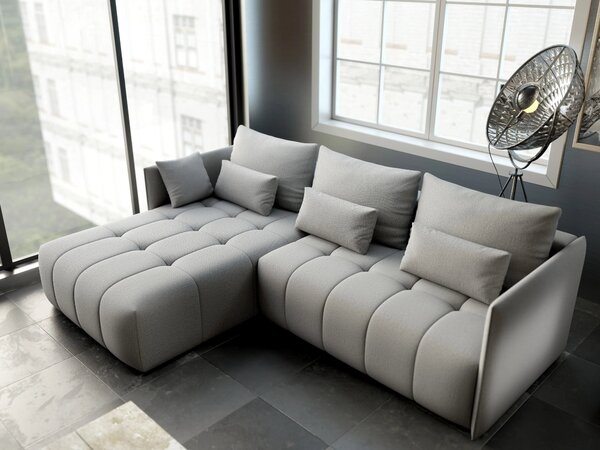 Colțar extensibil dumonde cu ladă de depozitare si sezut confortabil din spuma high-density, Malta Enjoy Silver 235x185 cm