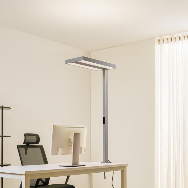 Arcchio Lampă de birou cu clemă LED Logan, argintiu, dimabil, senzor, reglabil, Gri, Studiu / Birou, Aluminiu, Modern