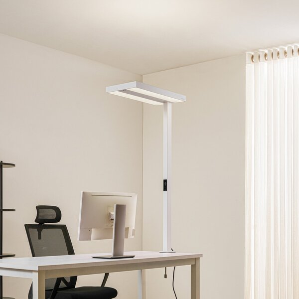 Arcchio Lampă LED de birou cu clemă Logan, albă, dimabilă, senzor, reglabil, Alb, Studiu / Birou, Aluminiu, Modern
