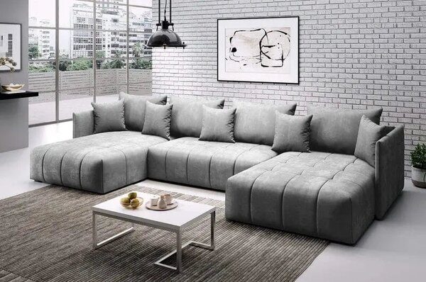 Colțar extensibil dumonde cu ladă de depozitare Malta U Enjoy Grey 360x185 cm