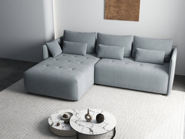 Colțar extensibil dumonde cu ladă de depozitare Malta Zoom Grey 235x185 cm