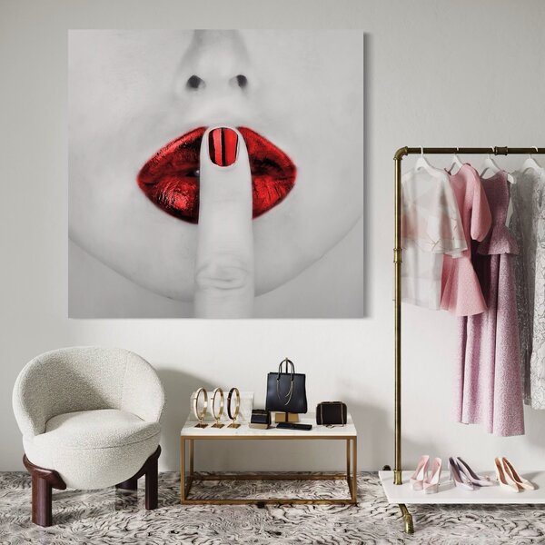Tablou Canvas Premium LuxCanva® A1057, Red Lips , Senzual, Rosu, Nails, Abstract, Culori Vibrante