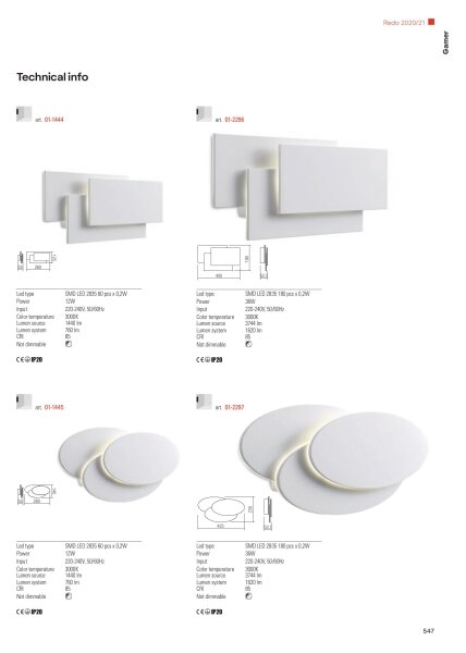 Redo 01-2297 - Aplică de perete LED GAMER, 36 W, 230 V, alb