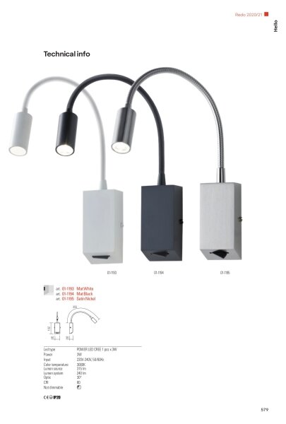 Redo 01-1195 - Aplică perete LED HELLO 1xLED/3W/230V