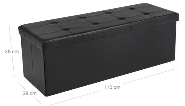 Bancheta de depozitare Otoman Songmics Negru 110x38x38 cm