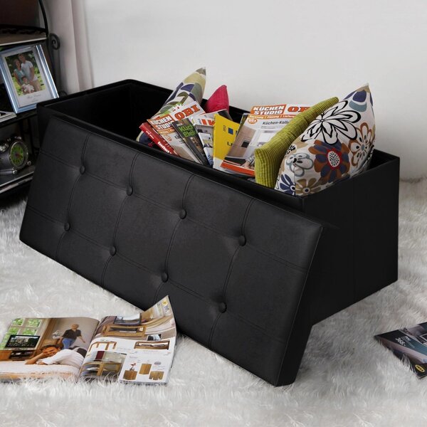 Bancheta de depozitare Otoman Songmics Negru 110x38x38 cm