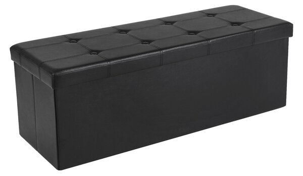 Bancheta de depozitare Otoman Songmics Negru 110x38x38 cm