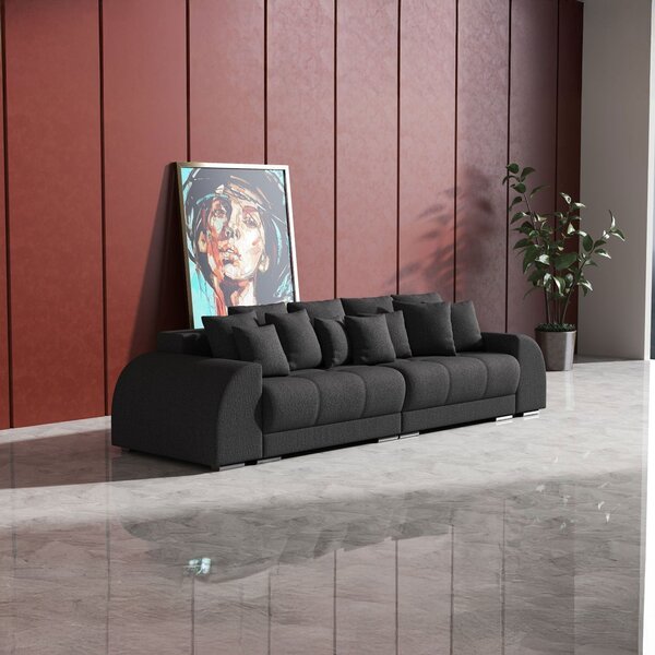 Canapea extensibilă dumonde cu 2 lăzi de depozitare si sezut confortabil din spuma high-density, Verona Enjoy Graphite 310x120 cm