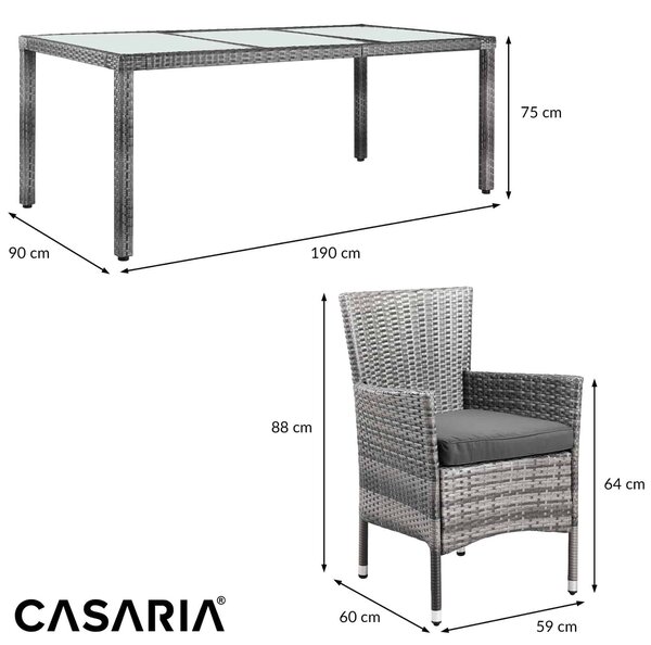 Deuba Set de grădină din ratan Bali 1+8 - gri/antracit