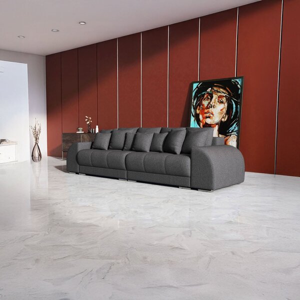 Canapea extensibilă dumonde cu 2 lăzi de depozitare si sezut confortabil din spuma high-density, Verona Enjoy Graphite 310x120 cm