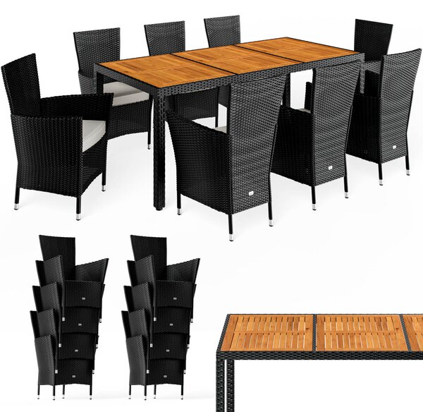 Deuba Set de mobilier de grădină din ratan Berlin 1+8 - lemn/negru