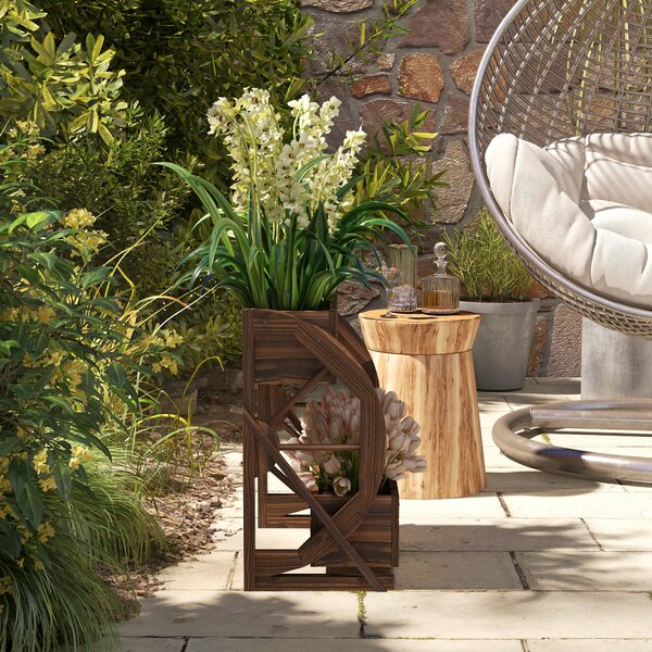 Outsunny Pat de Gradină Înălțat pe 2 Nivele, Jardiniere Căruță din Lemn cu Orificii de Drenaj pentru Legume, Flori, Ierburi Aromatice | Aosom Romania