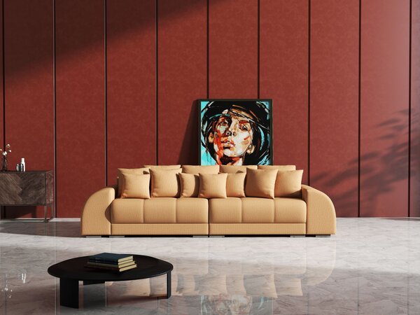 Canapea extensibilă dumonde cu 2 lăzi de depozitare si sezut confortabil din spuma high-density, Verona Enjoy Mango 310x120 cm
