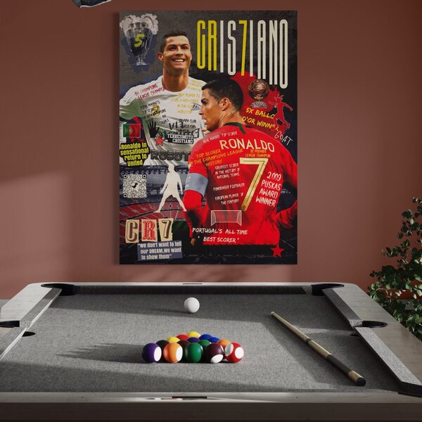 Tablou Canvas Premium LuxCanva® A1001, Cristiano Ronaldo ,Decorativ, Motivational, Sport, Vedete, Culori Vibrante