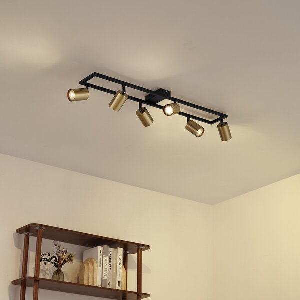 Lindby Spot de tavan Bravius, alamă, 6 becuri, fier, reglabil, Auriu / Alamă, Hol, Metal, Modern